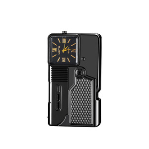 Encendedor Portátil Plegable con Reloj, Resistente al Viento, Llama Directa, Multifuncional, Regalo de Viaje, Negro, Dorado, Plateado - Product Image 2