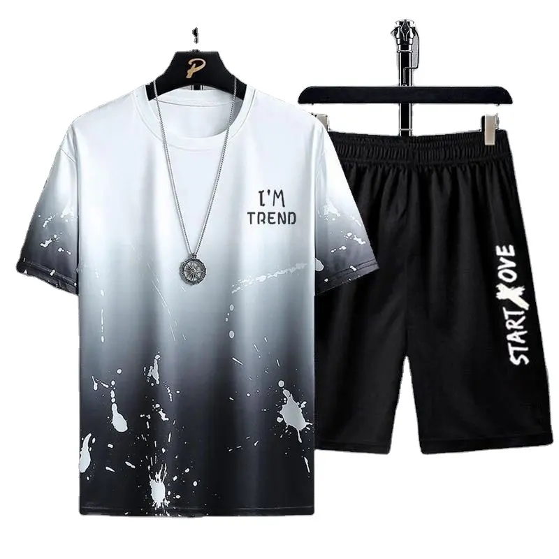 Mode Herren Sommer Kurzarm-T-Shirt und Hosen-Set Herrenhosen Druck lässige Herren-Sets