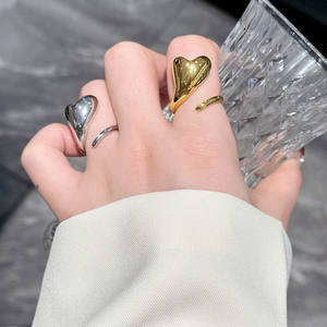 Anillo abierto en forma de corazón Moda Corazón simple Anillo abierto Ajustable Joyería de niña - Product Image 1