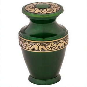 <b>Emerald</b> <b>Green</b> Brass Keepsake Small Urns Free Velvet Box - Product Image 1