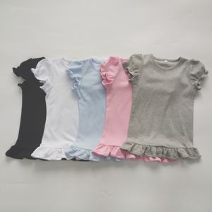 T-shirts vierges pour filles à manches bouffantes et bas en dentelle, T-shirts amusants pour sublimation - Product Image 1