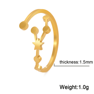 Anillo de acero inoxidable para mujer, 12 anillos del zodiaco, Horóscopo chapado en oro Real, joyería, regalos, anillo ajustable del zodiaco - Product Image 6