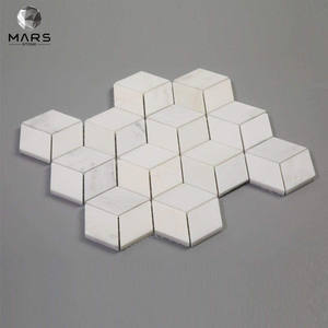 Azulejo de mosaico hexagonal de diamante con rombos en 3D, azulejo de mármol blanco de doble ilusión, <span class=keywords><strong>2x3</strong></span> - Product Image 4