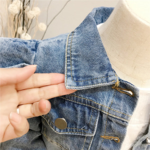 Conjunto de Ropa para Niña con Mangas Abullonadas, Chaqueta Vaquera para Niñas, Abrigo de Mezclilla, Ropa Infantil, Chaquetas Vaqueras Cortas de Moda para Bebés de 1 a 7 Años - Product Image 4