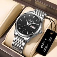 Montre Aili Feida pour homme avec bracelet en acier inoxydable, mouvement à quartz authentique, cadran à aiguilles, luminescent, étanche 30M, boîtier en alliage 40mm