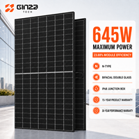 Panneau solaire HestiaSolar 645W de type N, bifacial, double vitrage, 210R, 132 demi-cellules, module monocristallin pour usage commercial