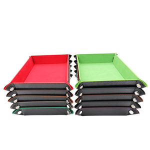 Cambio plegable Candy mesa rectangular escritorio Almacenamiento de objetos Cuero láser Nogal Cuero curtido Gris Valet Bandeja para accesorios - Product Image 2