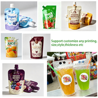 Kantong Minuman Sekali Pakai 250ml Transparan, Dapat Ditutup Kembali, Kemasan Smoothie Jus, Kantong Minuman dengan Sedotan