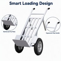 Chariot de transport à deux roues en fer personnalisable OEM, type Tiger Cart, pour courses et marchandises, grande plateforme plate à traction manuelle, bleu GY12-006