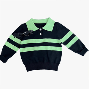 Camiseta Polo de Punto para Niños, Otoño Invierno, a Rayas, Elástica, para Niños y Niñas, Prenda Superior Moderna y Versátil - Product Image 5