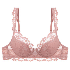 Sous-vêtements sexy français Pure Desire Thin Soft Steel Ring Lace Small Breast Size Exaggerating Bra Push up Holding Set - Product Image 5