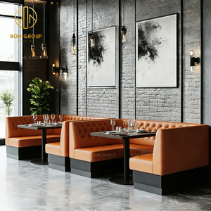 Muebles de Hotel Modernos Ron Group, Asientos de Cuero Tapizados en Forma de Media Luna, Mesa Cuadrada de Madera y Silla para <span class=keywords><strong>Restaurante</strong></span> - Product Image 3