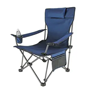 Gepolsterter Rasen klappbarer Campings tuhl mit hoher Rückenlehne und klappbarem Getränke halter Seitliche Aufbewahrung tasche Single Beach Recliner