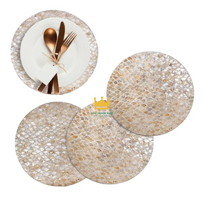 Shell Inlay Mother of Pearl MDF <b>Round</b> <b>Placemats</b> 10MM Thick Eco-Friendly for Dining Table and Kitchen Collection From Vietnam - Product Image 2