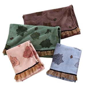 Stile coreano corallo felpa cuffia per capelli a secco assorbente stampato a tubo da ragazza asciugamano da bagno Cross-Border abito da bagno con Rose - Product Image 5