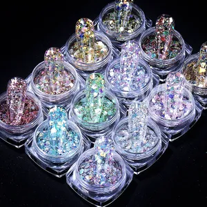 12 Couleurs Paillettes Holographiques Hexagonales pour Ongles, Flocons Brillants, Paillettes Iridescentes Épaisses, Décorations de Manucure, Fournitures pour Ongles - Product Image 2