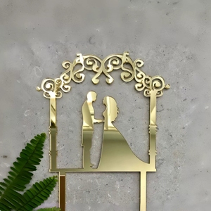 Décoration de gâteau moderne minimaliste Mr & Mme en acrylique, personnalisable avec motif cœur, <span class=keywords><strong>pour</strong></span> cadeaux de fiançailles de la mariée et du marié - Product Image 4