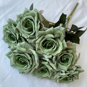 Fiori Artificiali per Decorazioni Casa e Matrimonio, Rosa Grande a 7 Teste in Seta e Velluto, Fiore in Plastica Effetto Realistico - Product Image 4