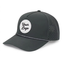 New Fashion Custom PVC Patch Logo 5 Panel Waterproof Polyester Sport Golf Hat,Laser Cut Perforated Dad Gorras,Rope Baseball Cap
