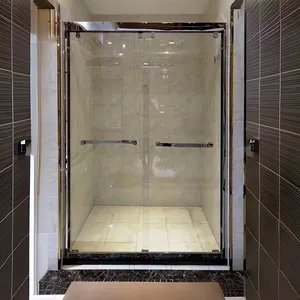 カスタマイズされたモダンなモデルバスルームトイレ強化ガラスシャワーフレームレスソフトクローズスライディングドアシステム
