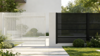 Maßgefertigter Europäischer Stil Moderner Vertikaler Lamellen-Aluminiumzaun, Pulverbeschichteter Korrosionsbeständiger Aluminium-Gartenzaun
