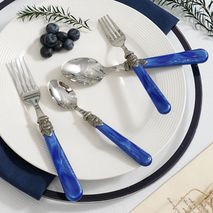 Lot <span class=keywords><strong>de</strong></span> 5 <span class=keywords><strong>couverts</strong></span> élégants en acier inoxydable, couteau, fourchette, cuillère, style européen vintage, pour mariage et fête - Product Image 3