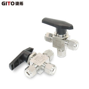 วาล์วบอลสามทางแบบอินทิเกรตแรงดันสูง 3000PSI ทำจากสแตนเลส 316L พร้อมข้อต่อแบบอัด - Product Image 4