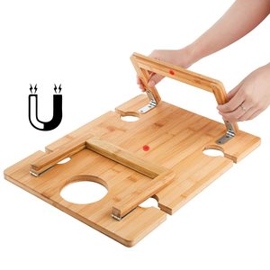 Wooden Folding <b>Picnic</b> <b>Table</b> Tray 16.9 X 12.6 Inches Outdoor <b>Portable</b> Beach Barbecue <b>Table</b> With Cup Holders - Product Image 3