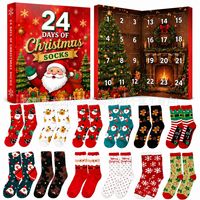 2026 Weihnachtssocken Weihnachtsthemen-Doppelöffnungsbox Socken-Adventskalender Überraschungsbox