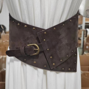Sabuk Pinggang wanita, rok Fashionista sabuk pinggang wanita gesper Aloi PU beludru Suede kasual gaya keling - Product Image 1
