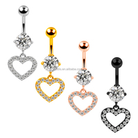 Acier chirurgical Argent Coeur Ventre Anneaux Bijoux Romantique Brillant Piercings Sourcils Courbe Barbell Piercing