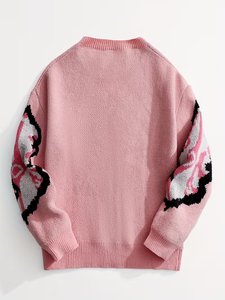 Pull en maille pour femme motif anatomie de la poitrine, col rond, coupe oversize, 100% polyester, style audacieux, Hiver 2026 - Product Image 2
