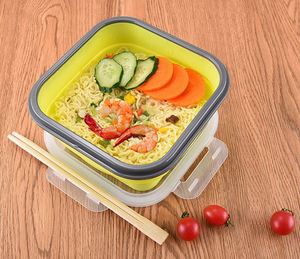 Silicone Bento Lunch Box with Leakproof Compartments Square Design Foldable Safe Features for Kids' Parties Packaged Carton - Product Image 5