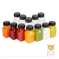 Maysure Promotion Bouteille en plastique PET carrée de 60 ml (2 oz) pour jus pressé à froid, shot de gingembre, avec bouchon inviolable, pour champagne et soda