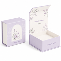 Boîte cadeau en forme de livre en papier d'art premium lavande 157 g/m² avec couvercle rigide pour proposition de demoiselle d'honneur