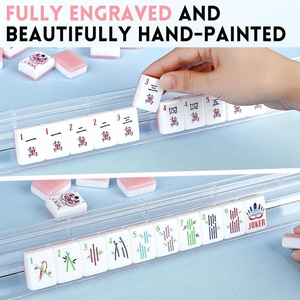 American <b>Mahjong</b> Tiles <b>Set</b> with White and Pink Acrylic Engraved <b>Mahjong</b> Tile and Portable Travel Case <b>Mahjong</b> - Product Image 6