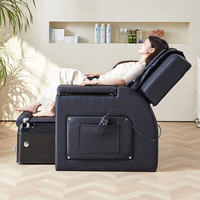 Fauteuil de Pédicure Spa Luxe Noir Réglable et Inclinable avec Massage Électrique et Bain de Pieds à Hydromassage pour Salon de Manucure