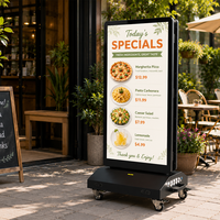 Pantalla Publicitaria Interactiva para Exteriores de Doble Pantalla, Cartel Digital Móvil con Batería, Resistente al Agua