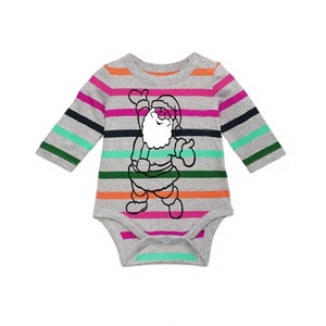 Tirupur HOT été unisexe haute qualité bébé noël barboteuse à manches longues père noël imprimé rayures rouges directement de l'inde - Product Image 1