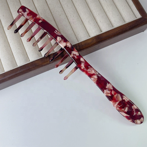 Fashion Tortoise Shell Cellulose Acetate Tooth <b>Comb</b> Vintage Printing for Straight/Curly Hair Anti-static Large Acetic Acid <b>Wide</b> - Product Image 2