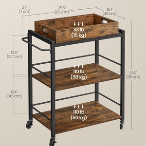 Cross-border household <b>kitchen</b> storage trolley with wheels, movable storage <b>rack</b>, iron and wood combination multi-layer wine - Product Image 4