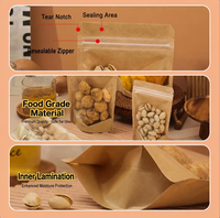 Sachet Doypack en papier kraft brun de qualité alimentaire, refermable, avec fenêtre transparente et fermeture zip, pour snacks, noix et fruits secs, vente en gros