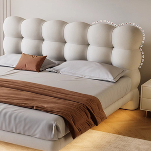 Cama de suspensión de burbujas de viento crema Simple <span class=keywords><strong>Netflix</strong></span> tapizado Puff Lambswool tela cama doble y King Size - Product Image 5