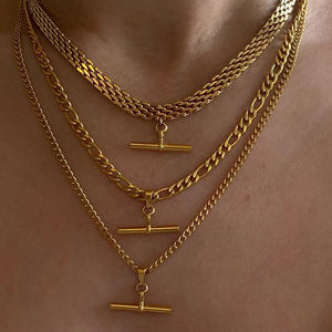 Colliers à pendentifs en acier inoxydable avec barre en T Bijoux de mode pour femmes Plaqué or 18 carats Bijoux étanches <span class=keywords><strong>les</strong></span> colliers de femmes - Product Image 5