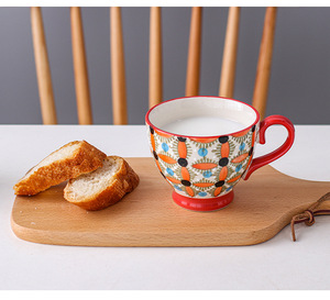 Taza de café de avena de cerámica pintada a mano de estilo mexicano MSH - Product Image 6