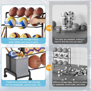 Basketball <b>storage</b> rack, adjustable basketball display rack, outdoor basketball <b>cart</b>, garage/gym exercise equipment <b>storage</b> rack - Product Image 4