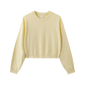 TKAN504D Femmes Sweat-shirts de luxe en coton 100% de haute qualité, tissu uni, French Terry, grande taille, ample, col rond, lourd - Product Image 2