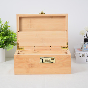 Wholesale Customize Bamboo Smoking Accessories <b>Stash</b> <b>Box</b> with Lock Combo Kit Wooden Rolling Tray Smell Proof Herb Storage Case - Product Image 5