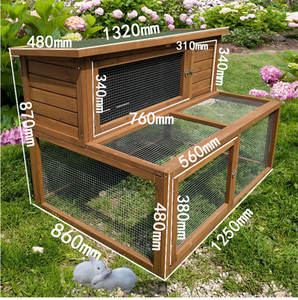 Twee-<span class=keywords><strong>Tier</strong></span> Houten Huis Huisdier Kooien Konijnenhok Huis Voor Konijnen - Product Image 3