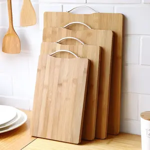 Conjunto de placa de corte de bambu com alça para cozinha, grande carne vegetal, bambu, bambu, blocos de corte de 3 peças, atacado